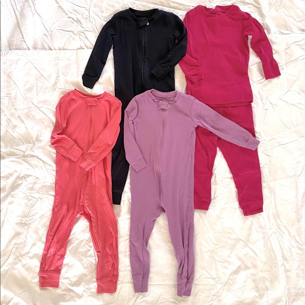 Primary Toddler PJ zip rompers, pants and top 18-24 Months bundle